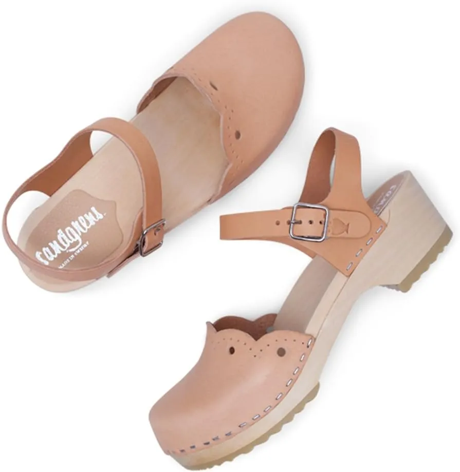Sandgrens Handmade Swedish Wood Clogs for Women, Low Heel Sandals | Milan