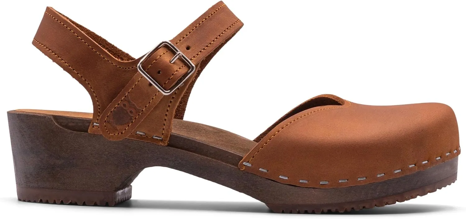 Sandgrens Handmade Swedish Wood Clogs for Women, Low Heel Sandals | Saragasso