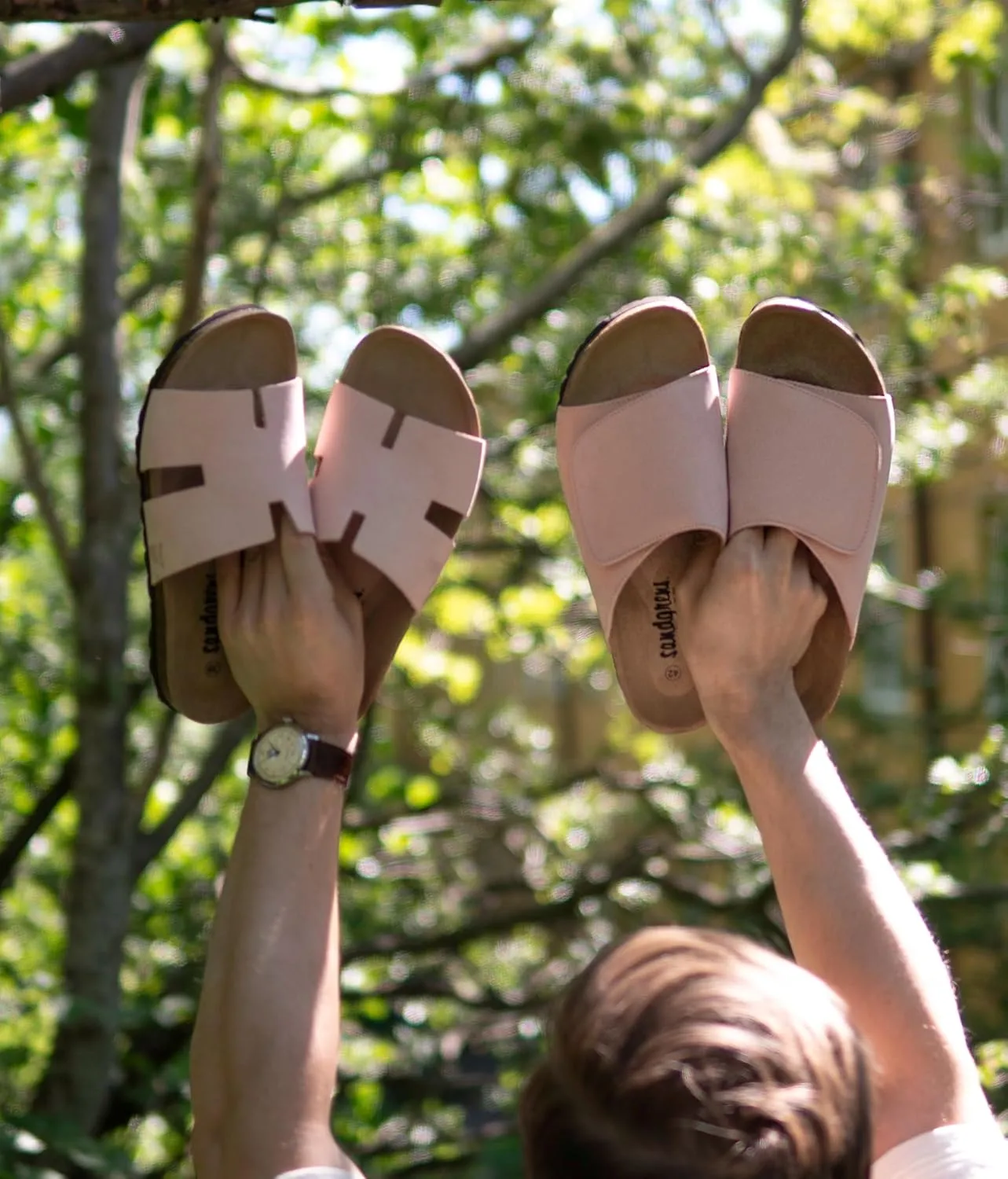 Sandgrens Handmade Unisex Cork Slides | European Top Grain Leather Sandals with Soft Suede Footbed, Adjustable Upper, and EVA Rubber Sole | Vigo