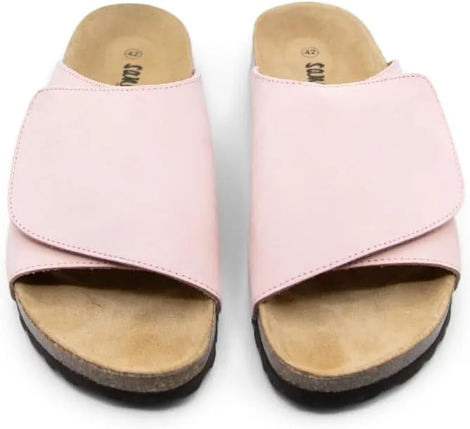Sandgrens Handmade Unisex Cork Slides | European Top Grain Leather Sandals with Soft Suede Footbed, Adjustable Upper, and EVA Rubber Sole | Vigo