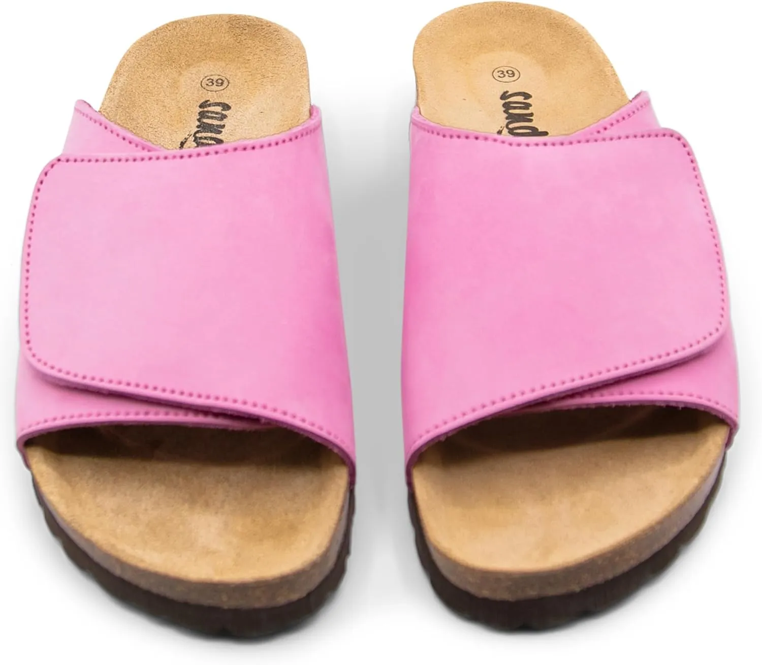 Sandgrens Handmade Unisex Cork Slides | European Top Grain Leather Sandals with Soft Suede Footbed, Adjustable Upper, and EVA Rubber Sole | Vigo
