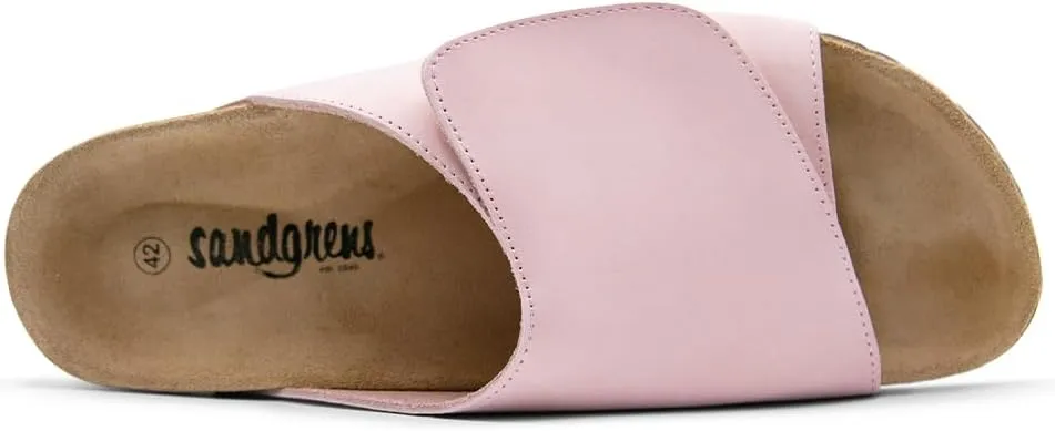 Sandgrens Handmade Unisex Cork Slides | European Top Grain Leather Sandals with Soft Suede Footbed, Adjustable Upper, and EVA Rubber Sole | Vigo
