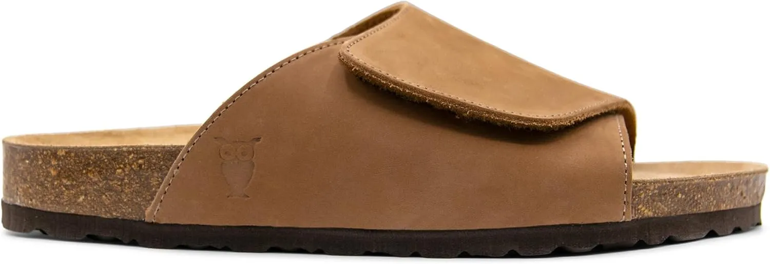 Sandgrens Handmade Unisex Cork Slides | European Top Grain Leather Sandals with Soft Suede Footbed, Adjustable Upper, and EVA Rubber Sole | Vigo