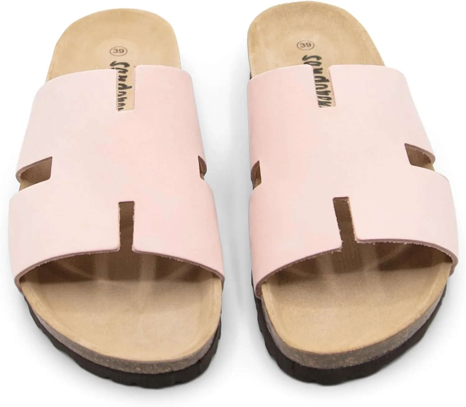 Sandgrens Handmade Unisex Cork Slides | European Top Grain Leather Sandals with Soft Suede Footbed and EVA Rubber Sole | Avila