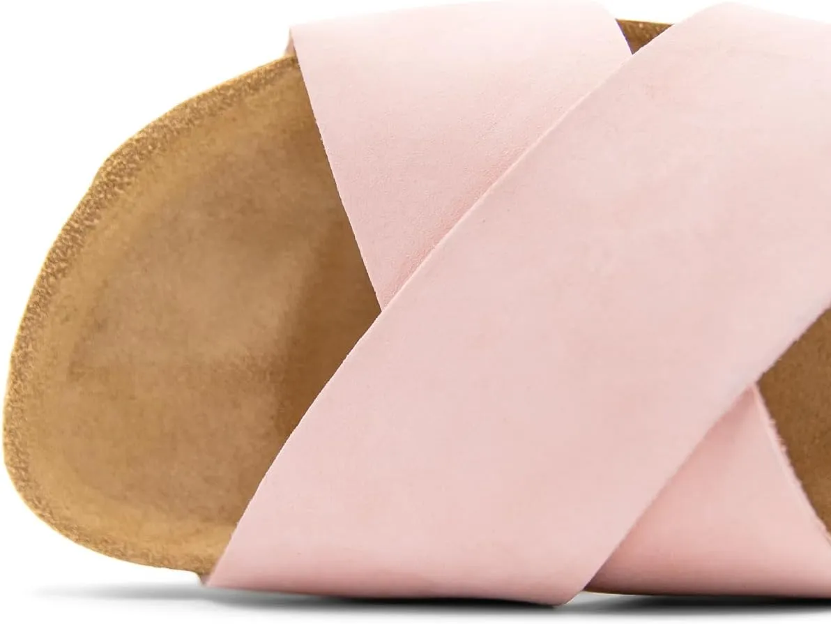 Sandgrens Handmade Unisex Cork Slides | European Top Grain Leather Sandals with Soft Suede Footbed and EVA Rubber Sole | Soria