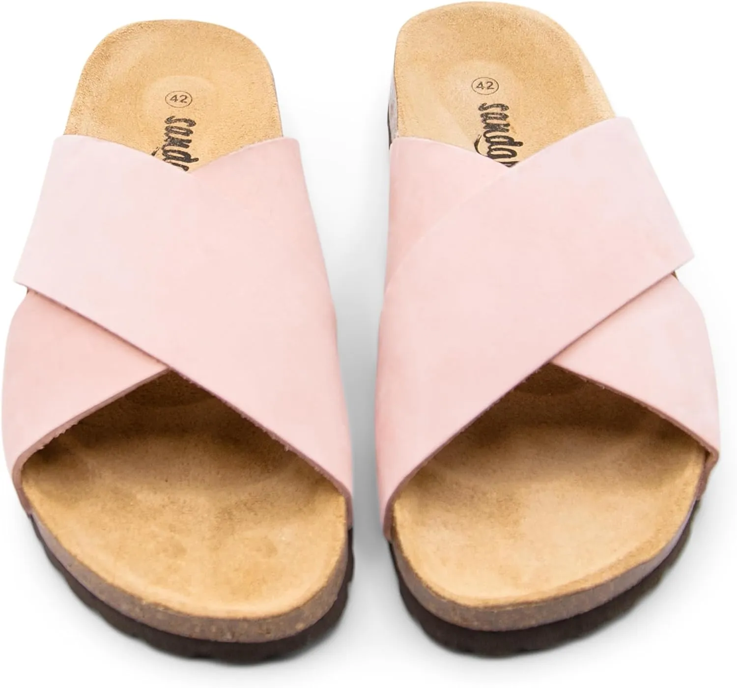 Sandgrens Handmade Unisex Cork Slides | European Top Grain Leather Sandals with Soft Suede Footbed and EVA Rubber Sole | Soria
