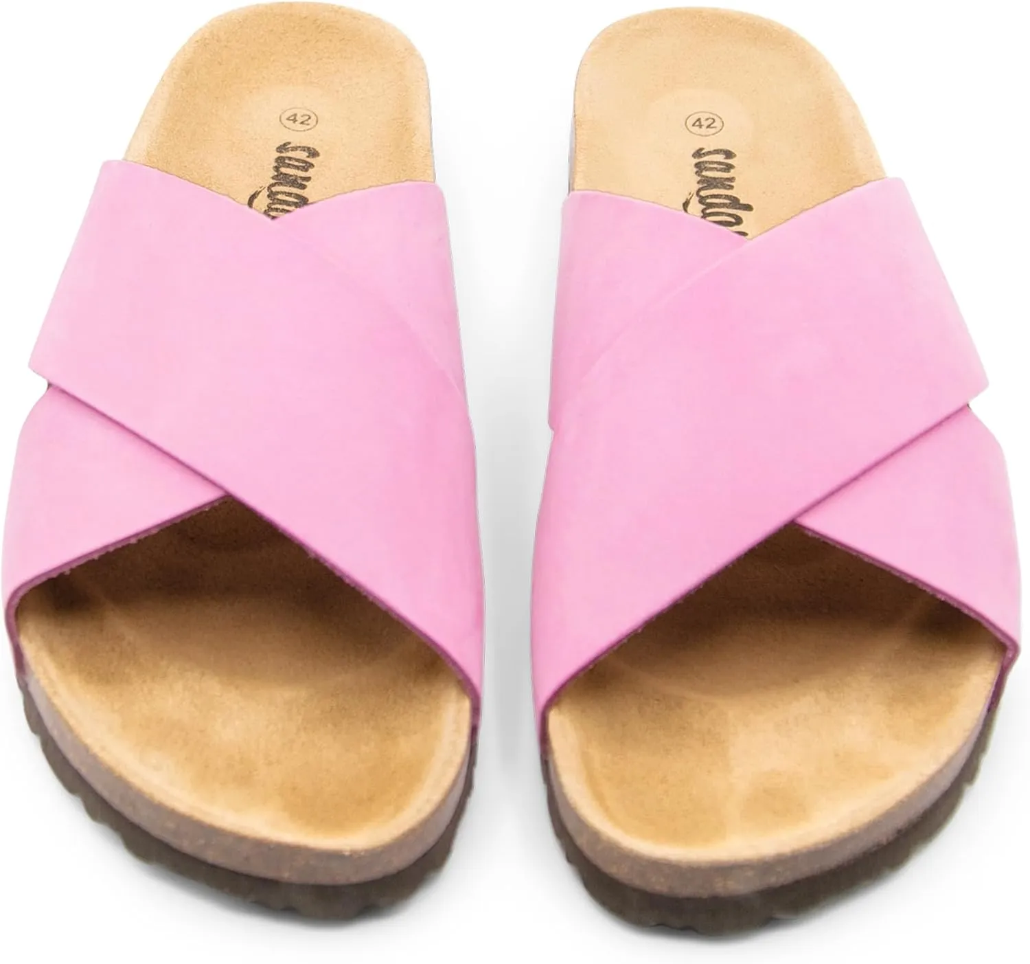 Sandgrens Handmade Unisex Cork Slides | European Top Grain Leather Sandals with Soft Suede Footbed and EVA Rubber Sole | Soria
