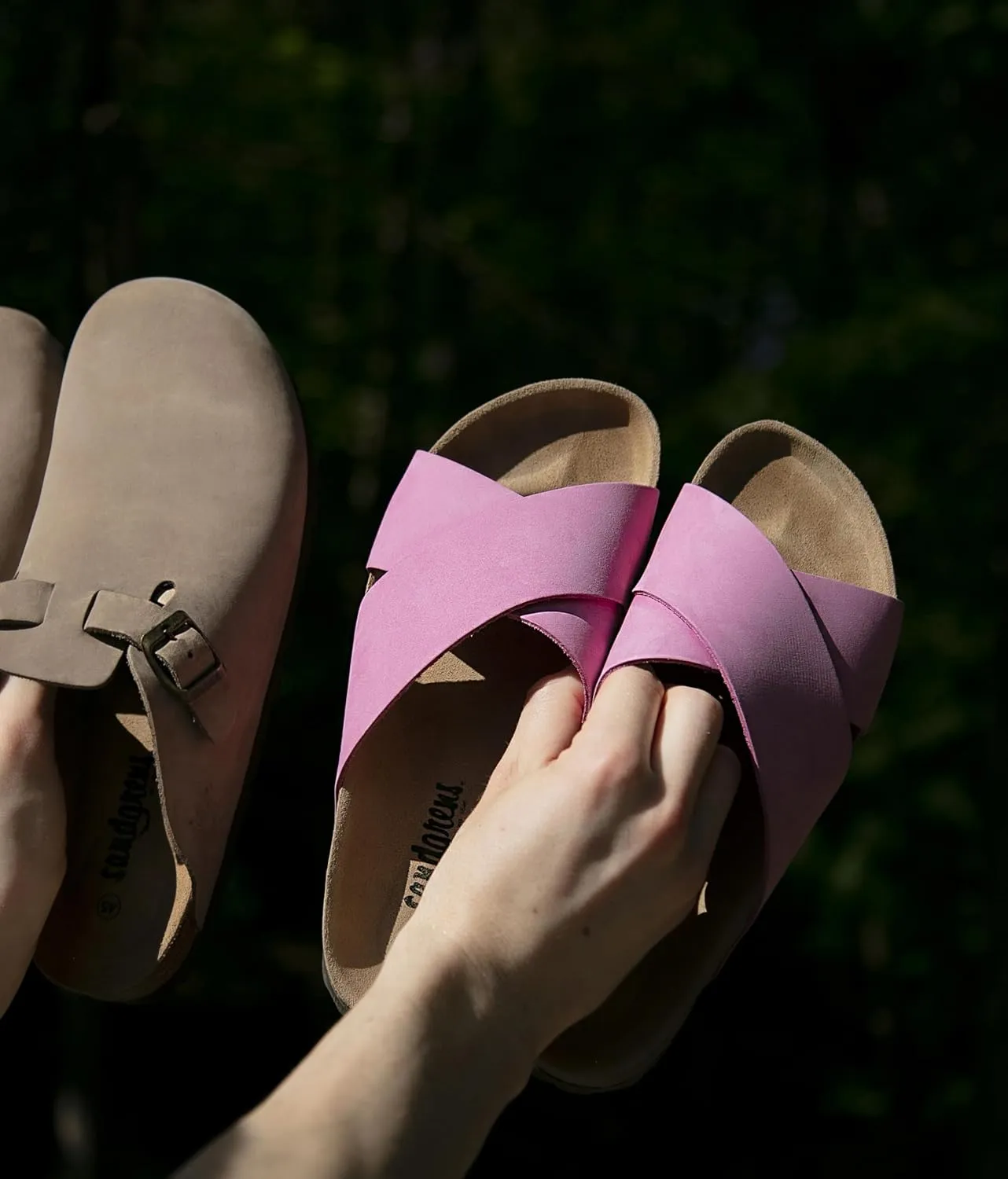 Sandgrens Handmade Unisex Cork Slides | European Top Grain Leather Sandals with Soft Suede Footbed and EVA Rubber Sole | Soria