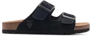 Sandgrens Handmade Unisex Cork Slides | European Top Grain Leather Sandals with Soft Suede Original Footbed, Adjustable Straps, and EVA Rubber Sole | Costa