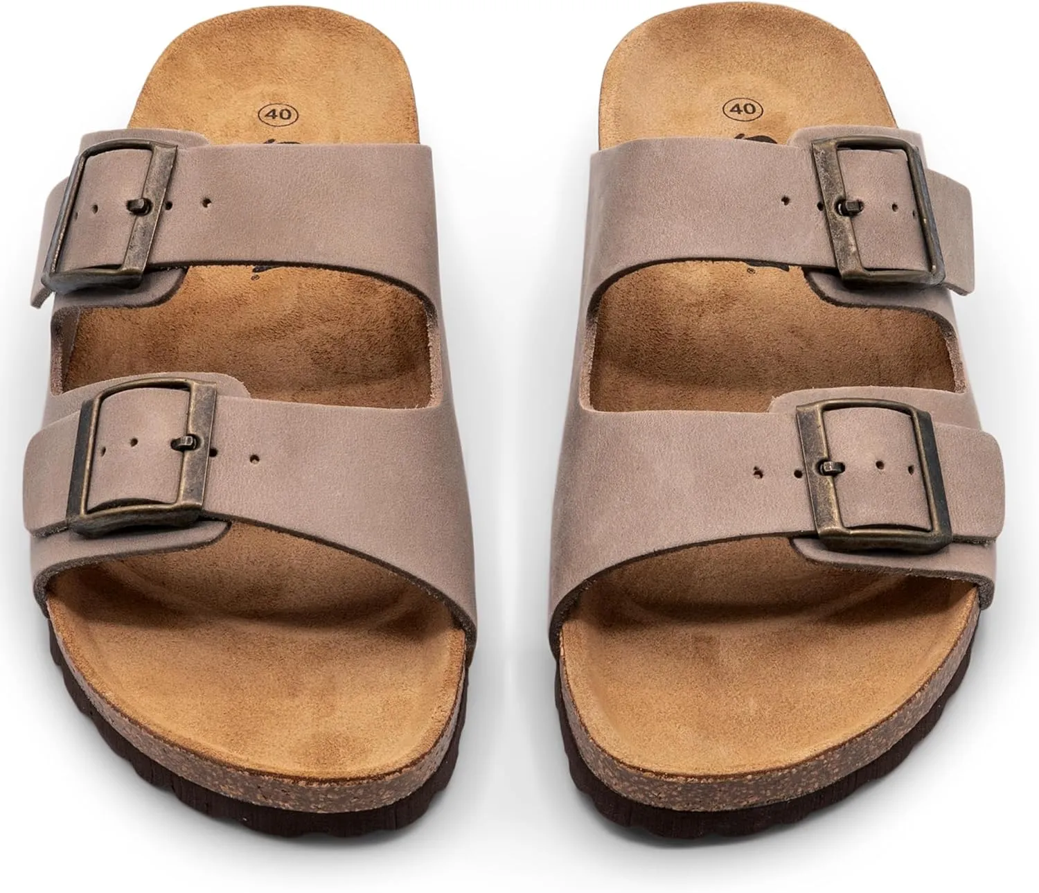 Sandgrens Handmade Unisex Cork Slides | European Top Grain Leather Sandals with Soft Suede Original Footbed, Adjustable Straps, and EVA Rubber Sole | Costa