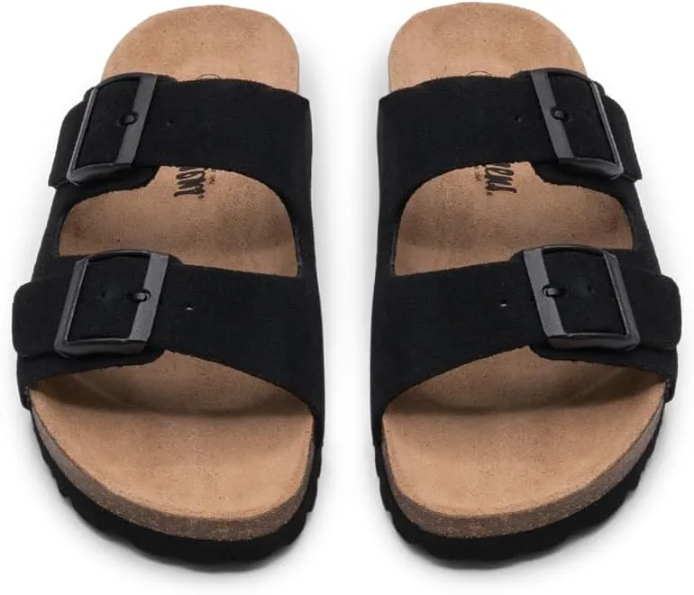 Sandgrens Handmade Unisex Cork Slides | European Top Grain Leather Sandals with Soft Suede Original Footbed, Adjustable Straps, and EVA Rubber Sole | Costa