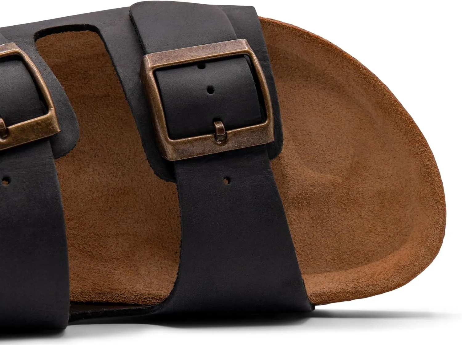 Sandgrens Handmade Unisex Cork Slides | European Top Grain Leather Sandals with Soft Suede Original Footbed, Adjustable Straps, and EVA Rubber Sole | Costa