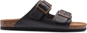 Sandgrens Handmade Unisex Cork Slides | European Top Grain Leather Sandals with Soft Suede Original Footbed, Adjustable Straps, and EVA Rubber Sole | Costa