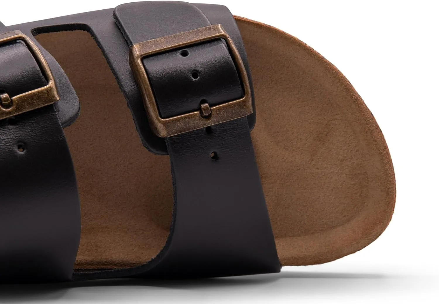 Sandgrens Handmade Unisex Cork Slides | European Top Grain Leather Sandals with Soft Suede Original Footbed, Adjustable Straps, and EVA Rubber Sole | Costa