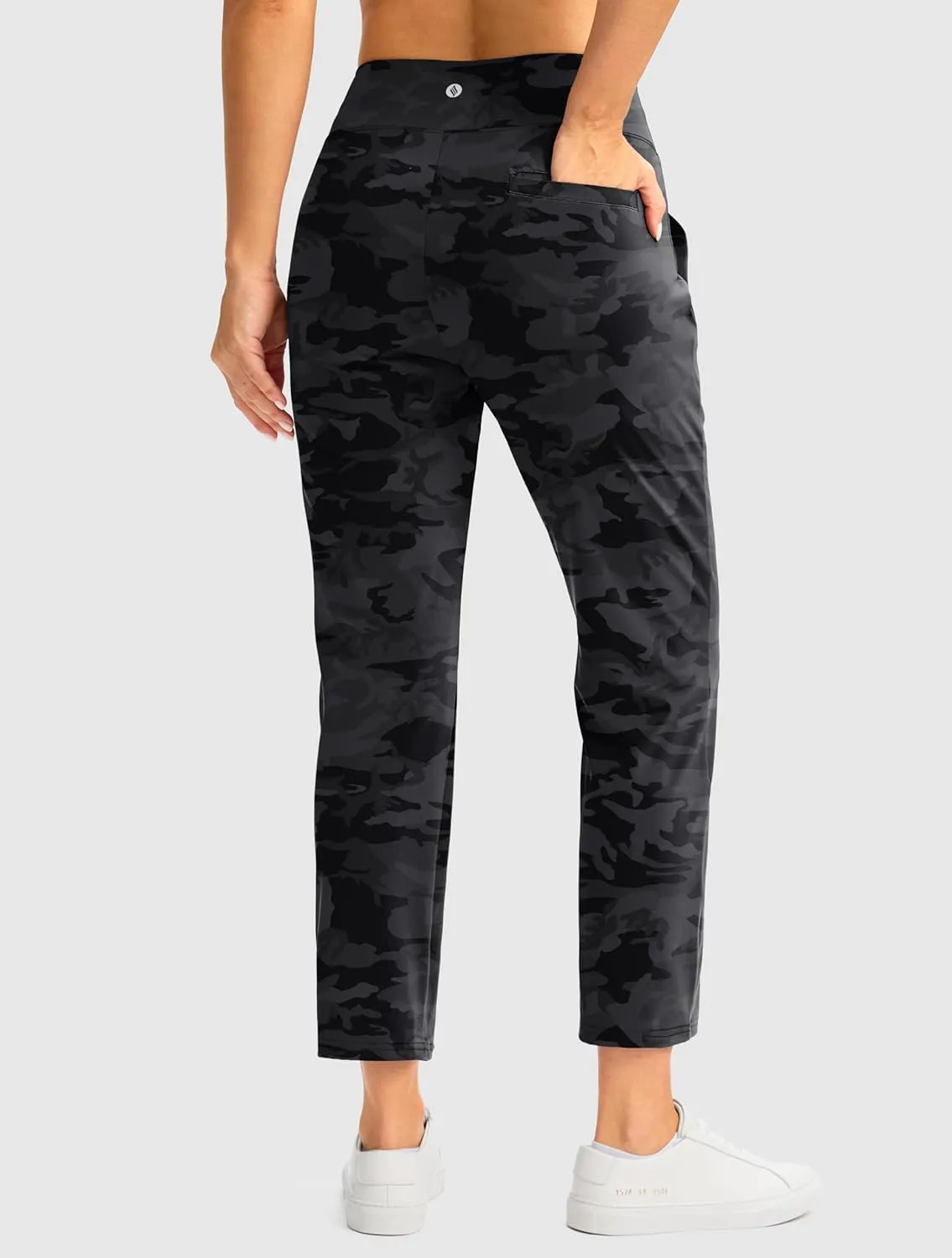 SANTINY Women's Pants with 3 Pockets 7/8 High Waisted Stretch Ankle Pants for Women Golf Casual Travel Athletic Work