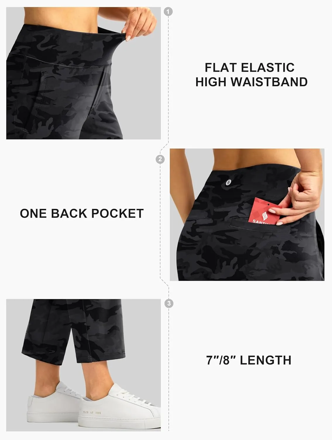 SANTINY Women's Pants with 3 Pockets 7/8 High Waisted Stretch Ankle Pants for Women Golf Casual Travel Athletic Work