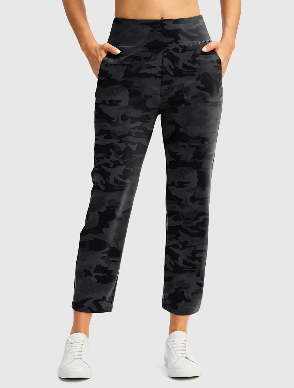 SANTINY Women's Pants with 3 Pockets 7/8 High Waisted Stretch Ankle Pants for Women Golf Casual Travel Athletic Work