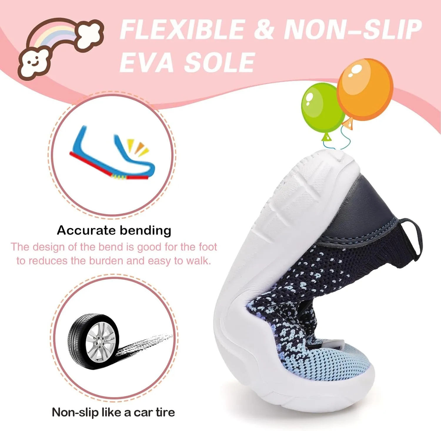Scurtain Toddler Shoes Boys Girls Tennis Shoes Kids Barefoot Shoes Slip on Sneakers Breathable Walking Running Shoes