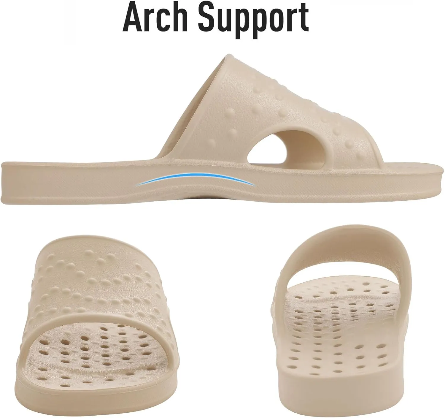 shevalues Shower Shoes for Women with Arch Support Quick Drying Pool Slides Lightweight Beach Sandals with Drain Holes