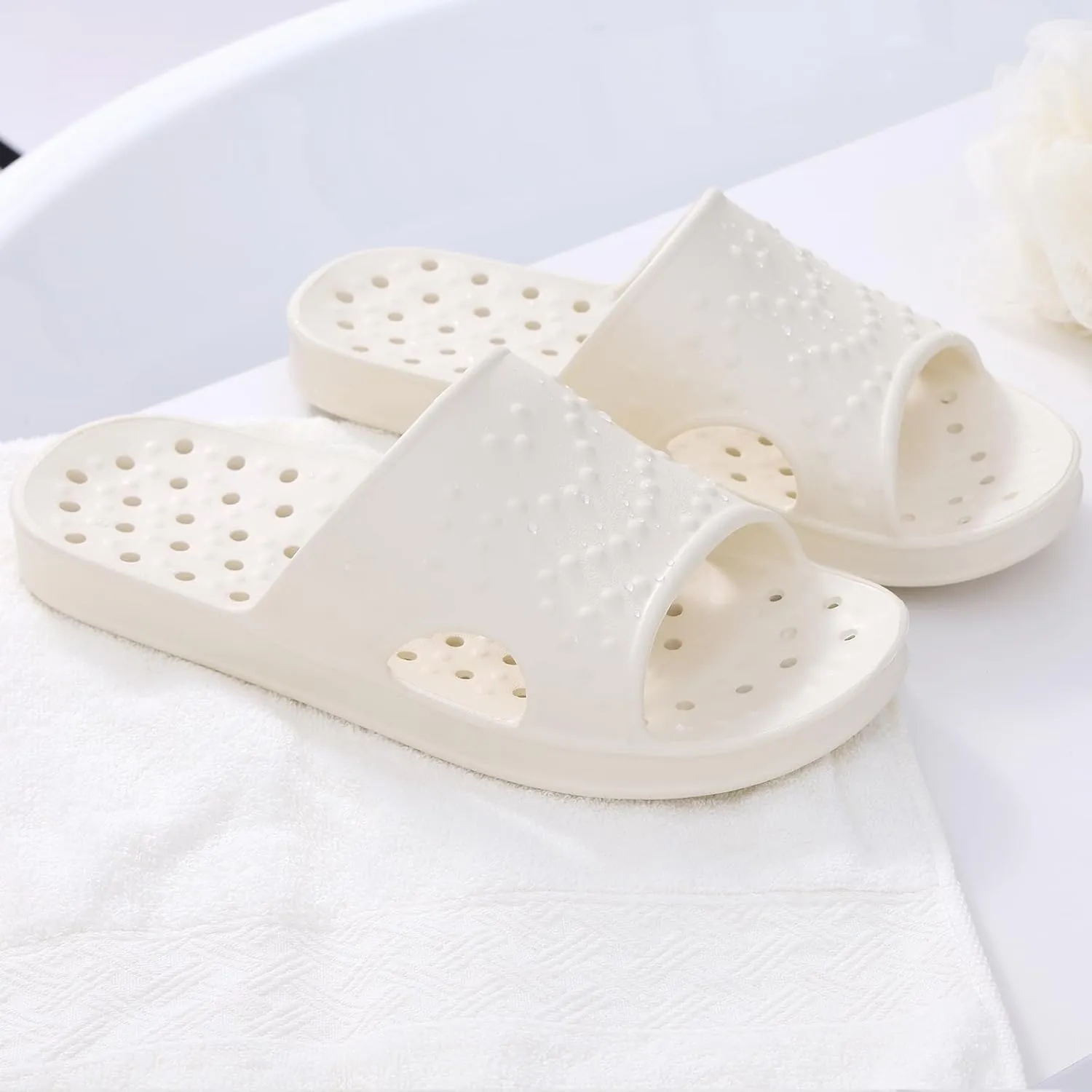 shevalues Shower Shoes for Women with Arch Support Quick Drying Pool Slides Lightweight Beach Sandals with Drain Holes