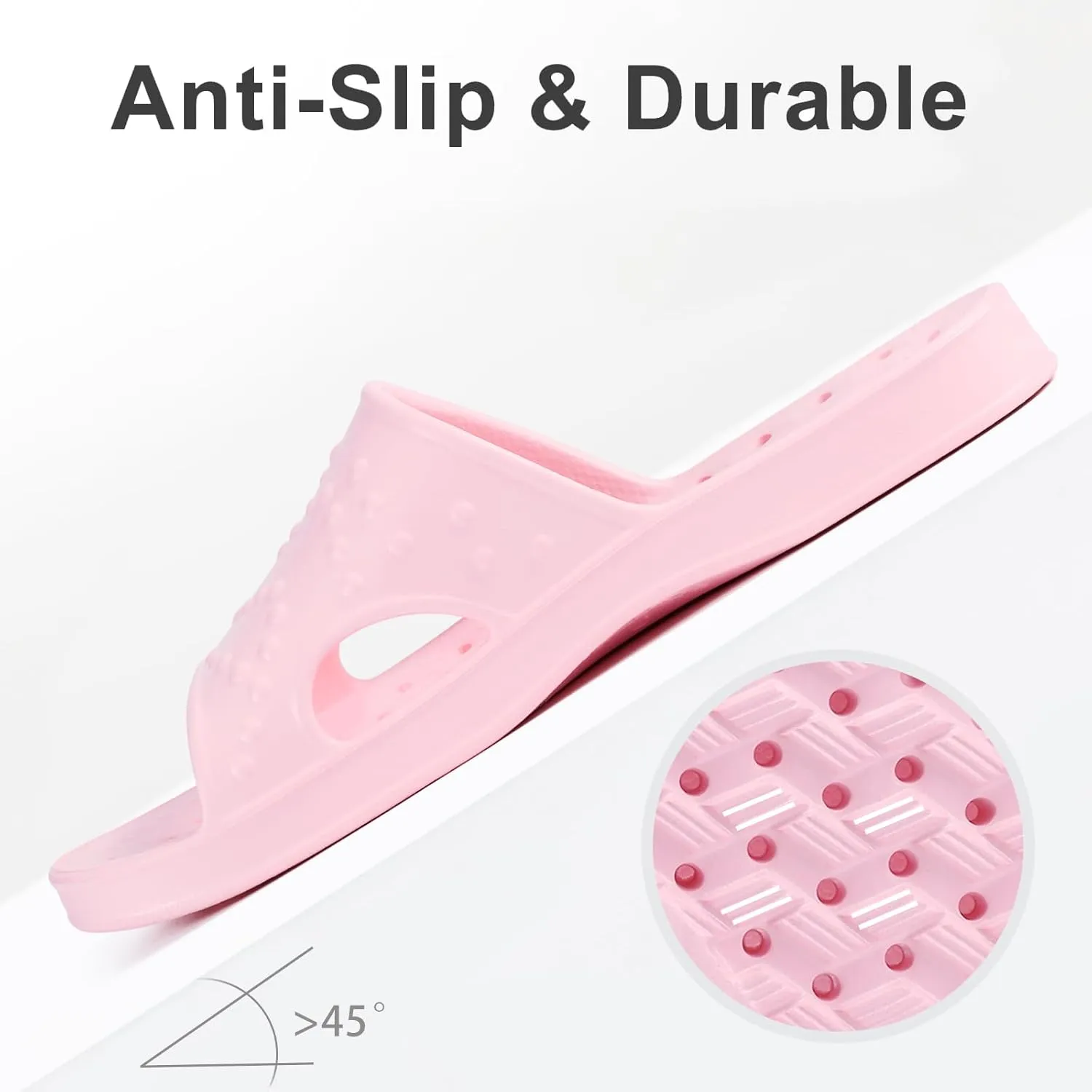 shevalues Shower Shoes for Women with Arch Support Quick Drying Pool Slides Lightweight Beach Sandals with Drain Holes