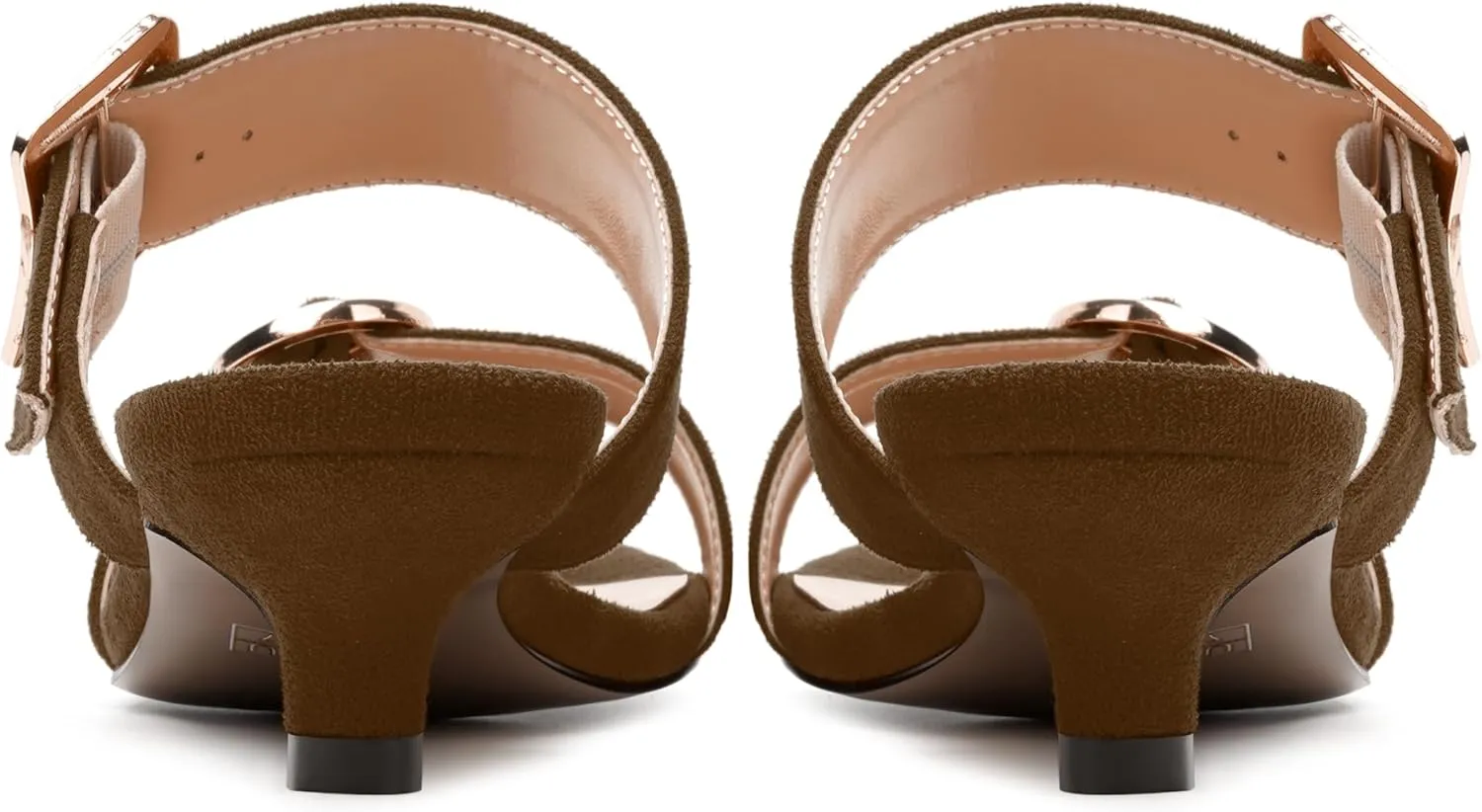 SKYSTERRY Womens Open Toe Evening Buckle Suede Casual Kitten Low Heel Heeled Sandals 1.5 Inch