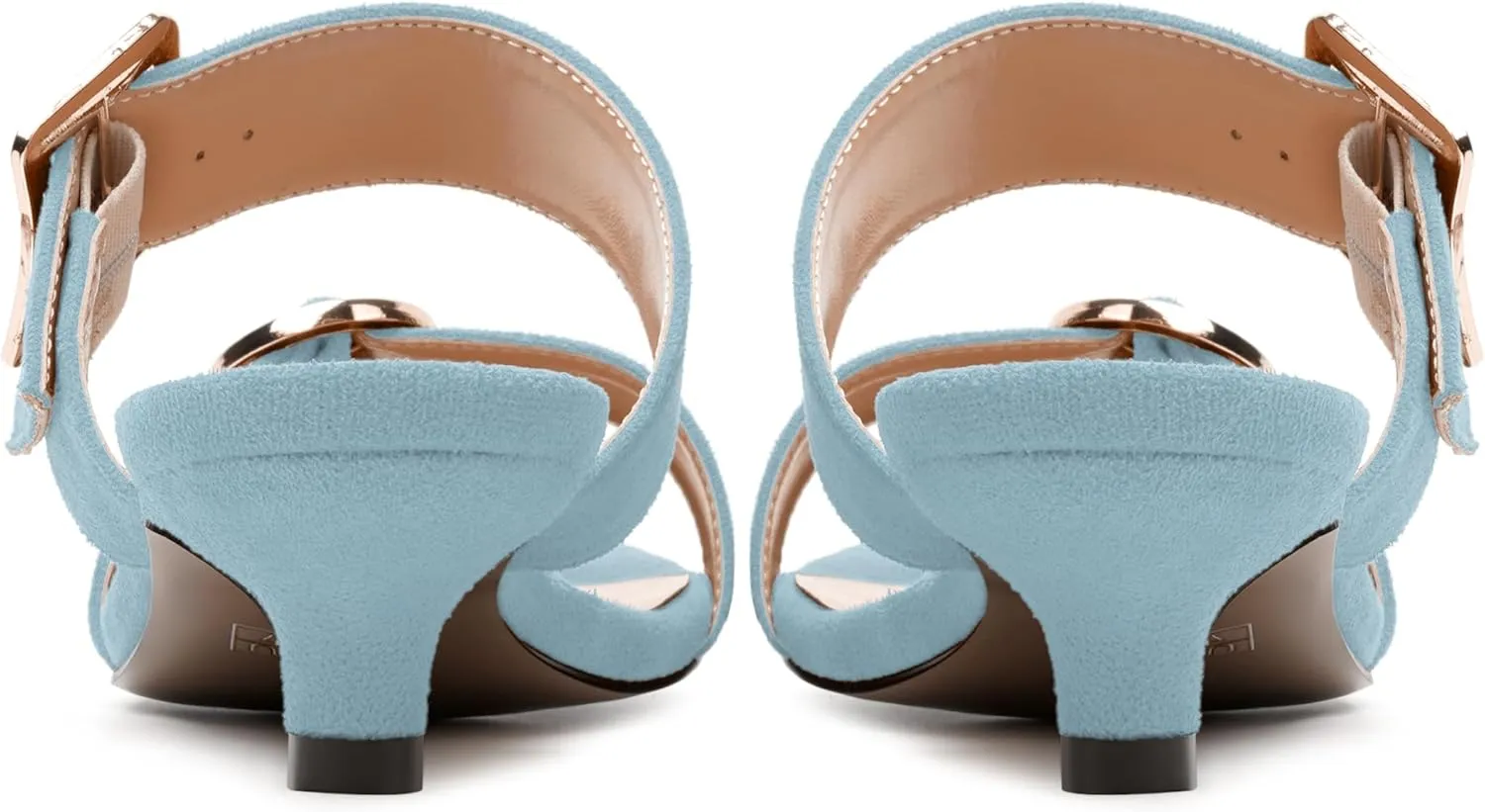 SKYSTERRY Womens Open Toe Evening Buckle Suede Casual Kitten Low Heel Heeled Sandals 1.5 Inch