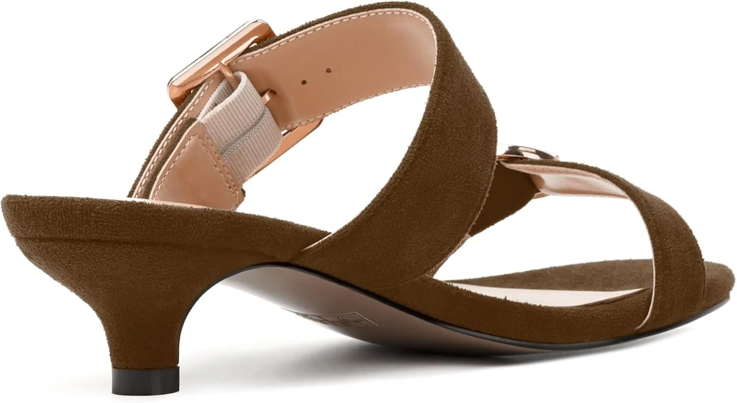 SKYSTERRY Womens Open Toe Evening Buckle Suede Casual Kitten Low Heel Heeled Sandals 1.5 Inch