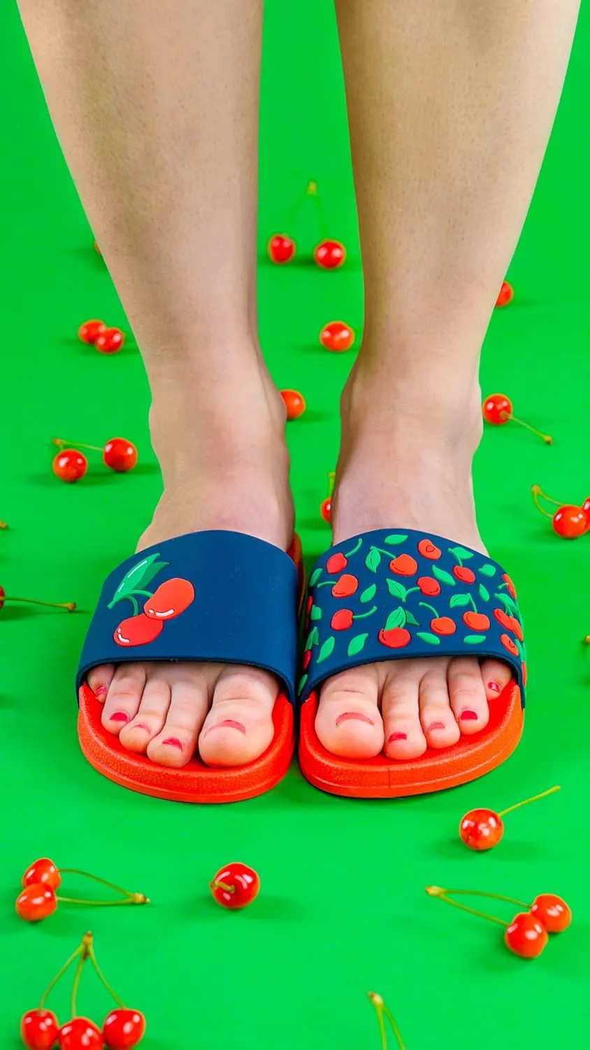 Slides & Slippers for Women, Men & Kids Pool Sandals Funny Designs Books Coffee Party Pizza Fox Bear Llama Clouds Footwear Gift