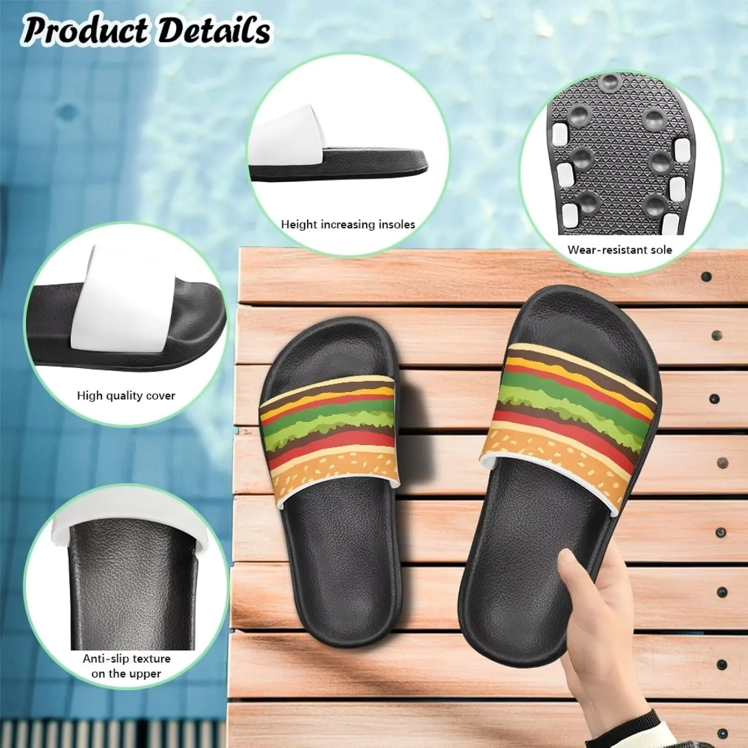 Slides for Boys Girls Quick Drying Kids Slides Sandals Non-Slip