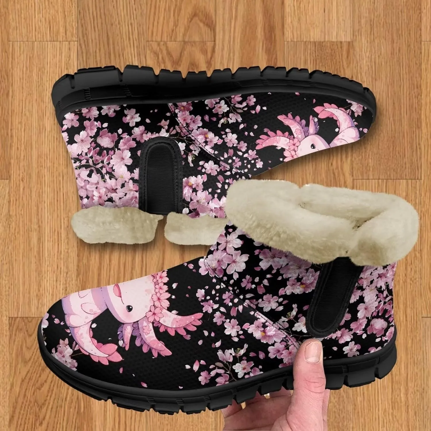 Snow Boots for Women Cute Animal Print Warm Ankle Booties Anti-Slip Waterproof Outdoor Winter Snowboots 6-12