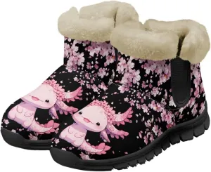 Snow Boots for Women Cute Animal Print Warm Ankle Booties Anti-Slip Waterproof Outdoor Winter Snowboots 6-12