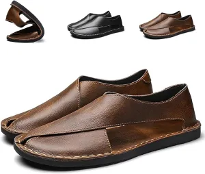 Soulario Leather Sandals for Men, Handcrafted Genuine Leather Dress Sandals with Anti-Slip Sole