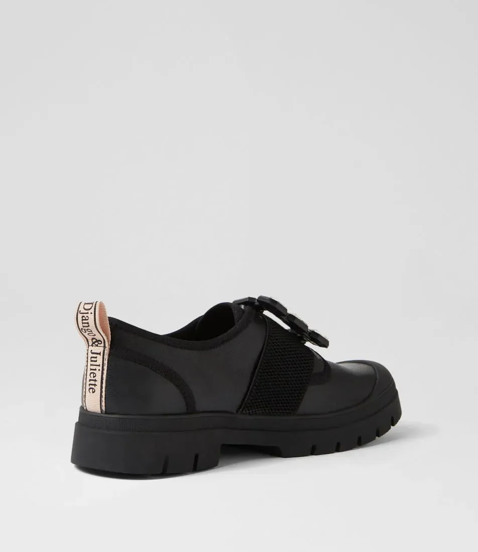 Stay Black Leather Jewel Slip On Sneakers