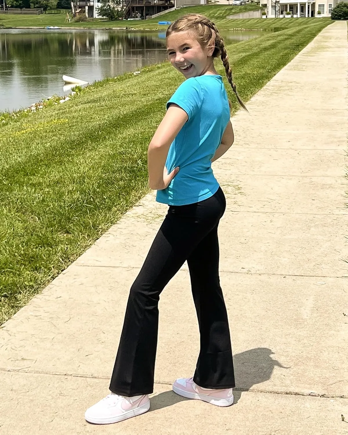 Stelle Girl's Flare Leggings High Waisted Yoga Pants Bootcut Dance Casual Pants Activewear Kids Bell Bottoms