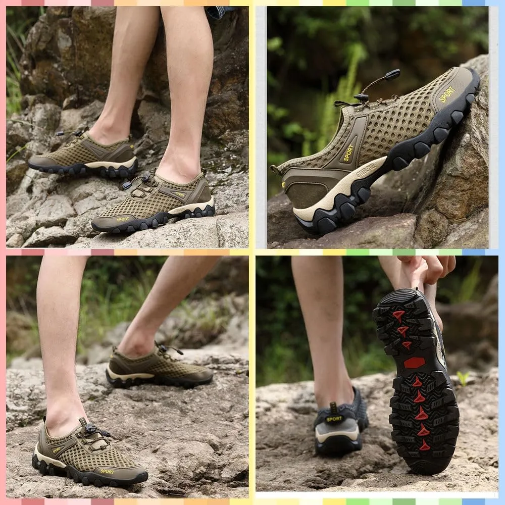 Summer Men's Casual Breathable Sneakers - Quick-Dry Mesh Outdoor Shoes, Non-Slip Hiking & Trekking Footwear for Ultimate Comfort and Support
