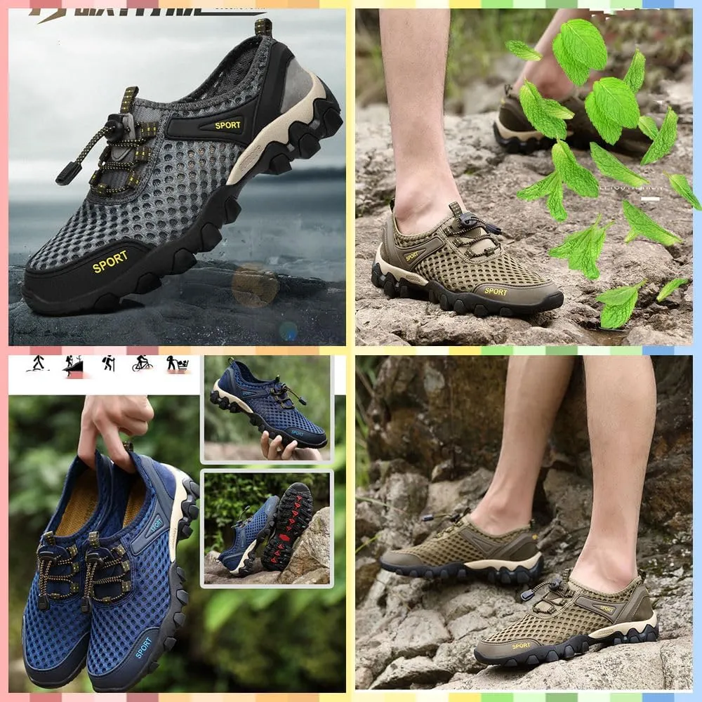 Summer Men's Casual Breathable Sneakers - Quick-Dry Mesh Outdoor Shoes, Non-Slip Hiking & Trekking Footwear for Ultimate Comfort and Support