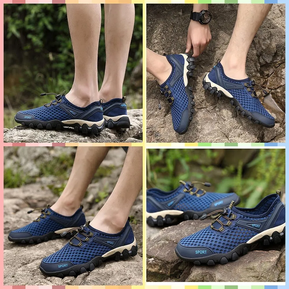 Summer Men's Casual Breathable Sneakers - Quick-Dry Mesh Outdoor Shoes, Non-Slip Hiking & Trekking Footwear for Ultimate Comfort and Support
