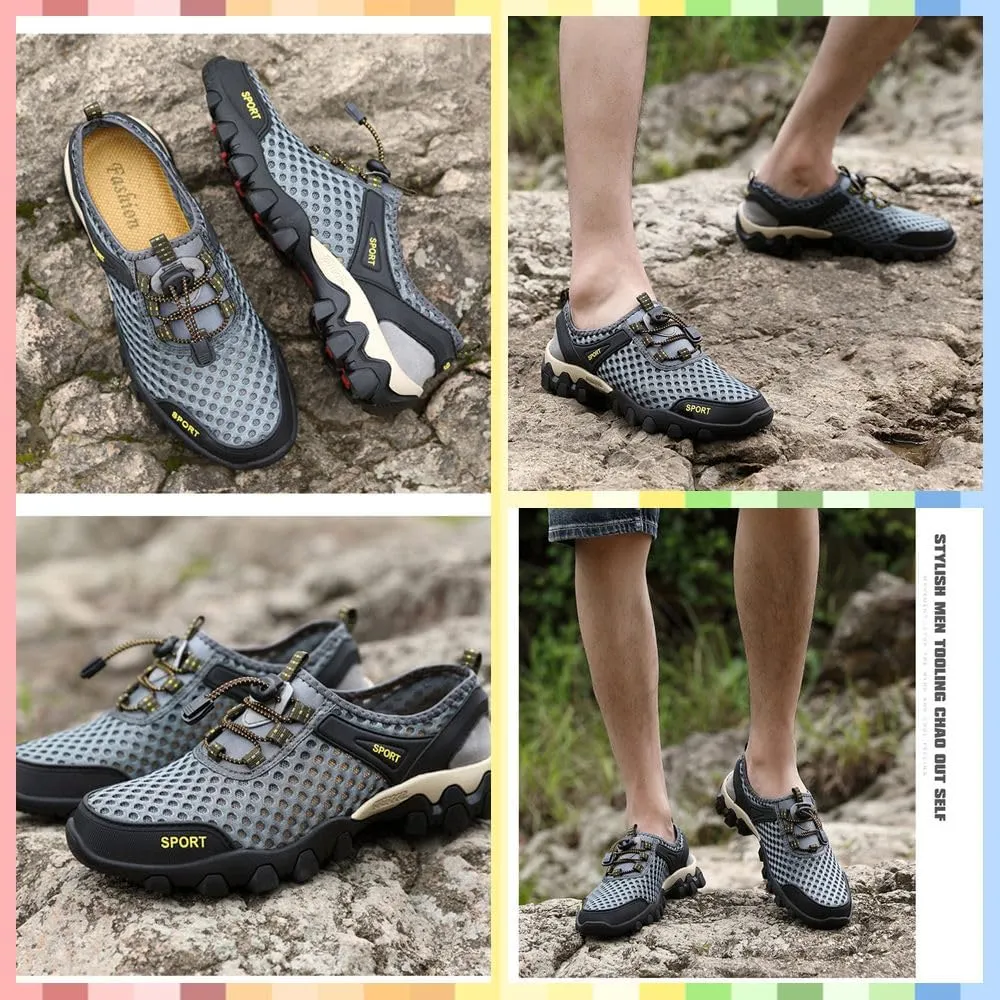 Summer Men's Casual Breathable Sneakers - Quick-Dry Mesh Outdoor Shoes, Non-Slip Hiking & Trekking Footwear for Ultimate Comfort and Support