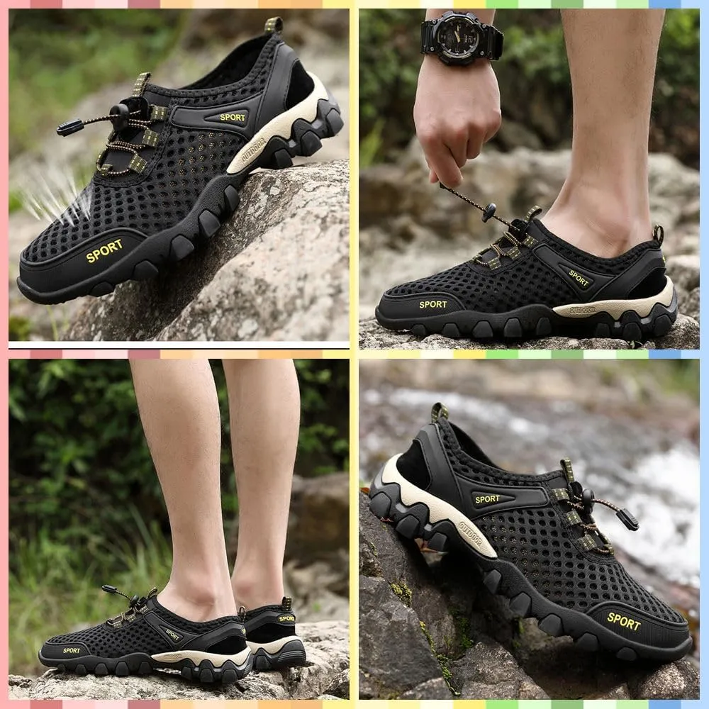 Summer Men's Casual Breathable Sneakers - Quick-Dry Mesh Outdoor Shoes, Non-Slip Hiking & Trekking Footwear for Ultimate Comfort and Support