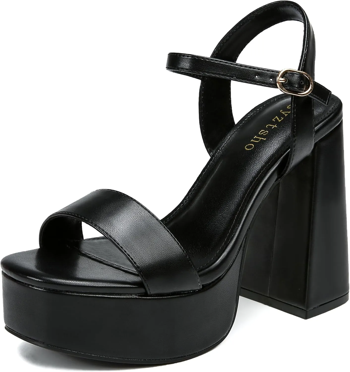 syztsho Platform Heels for Women Chunky High Heel Sandals Ankle Strap Open Toe Pump Wedding Sexy Block Heel Sdndals