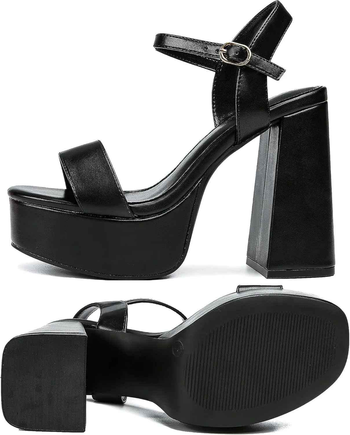 syztsho Platform Heels for Women Chunky High Heel Sandals Ankle Strap Open Toe Pump Wedding Sexy Block Heel Sdndals