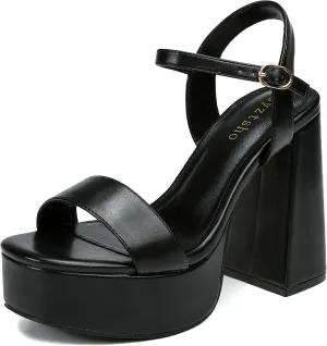 syztsho Platform Heels for Women Chunky High Heel Sandals Ankle Strap Open Toe Pump Wedding Sexy Block Heel Sdndals