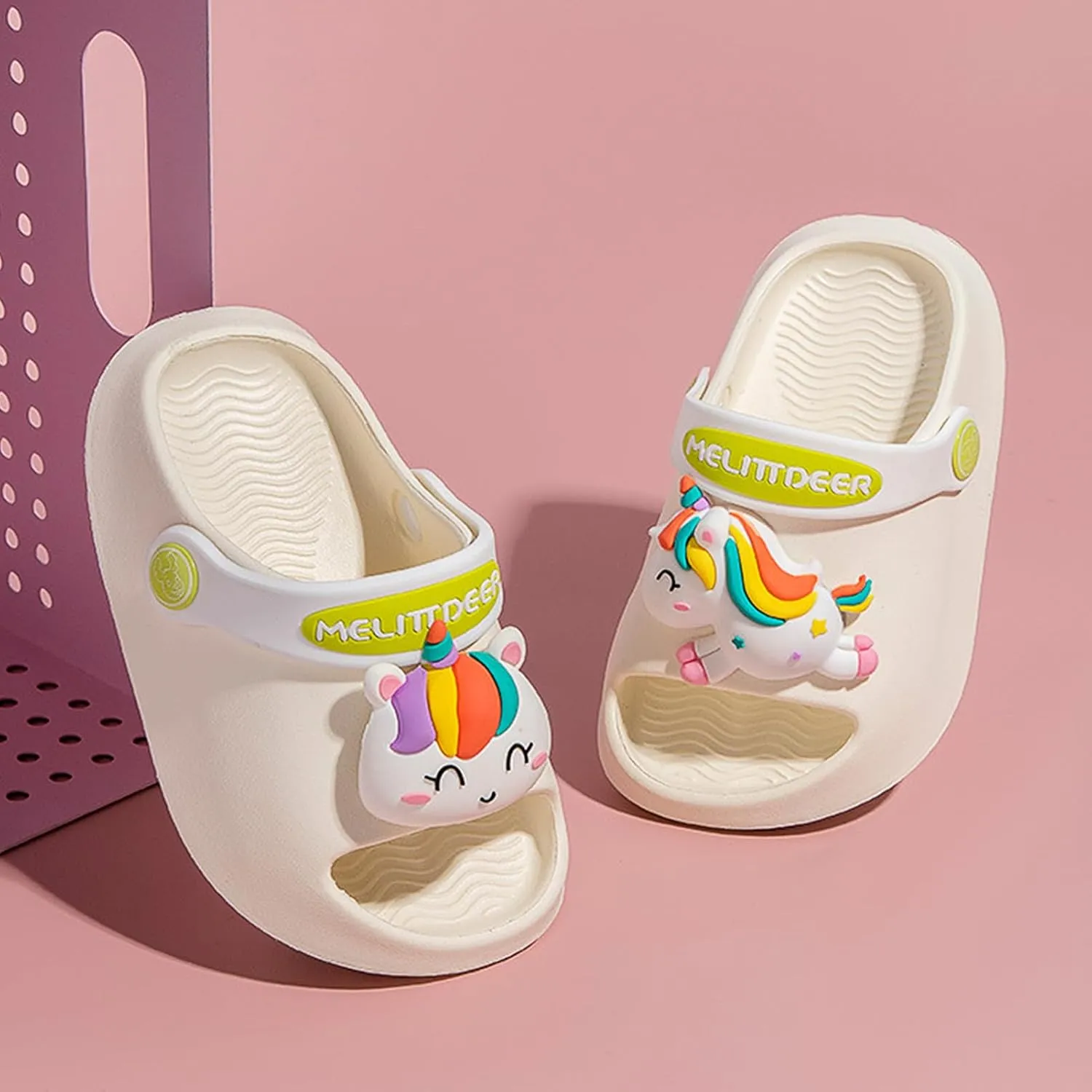techcity Toddler Little Kids Slide Sandals Cute Summer Shower Beach Pool Slippers Thick Sole Slip On Sandals Water Shoes with Backstrap Boys Girls Clogs