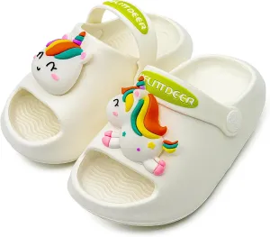 techcity Toddler Little Kids Slide Sandals Cute Summer Shower Beach Pool Slippers Thick Sole Slip On Sandals Water Shoes with Backstrap Boys Girls Clogs