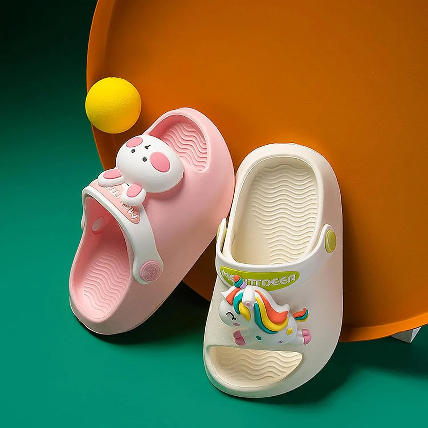 techcity Toddler Little Kids Slide Sandals Cute Summer Shower Beach Pool Slippers Thick Sole Slip On Sandals Water Shoes with Backstrap Boys Girls Clogs