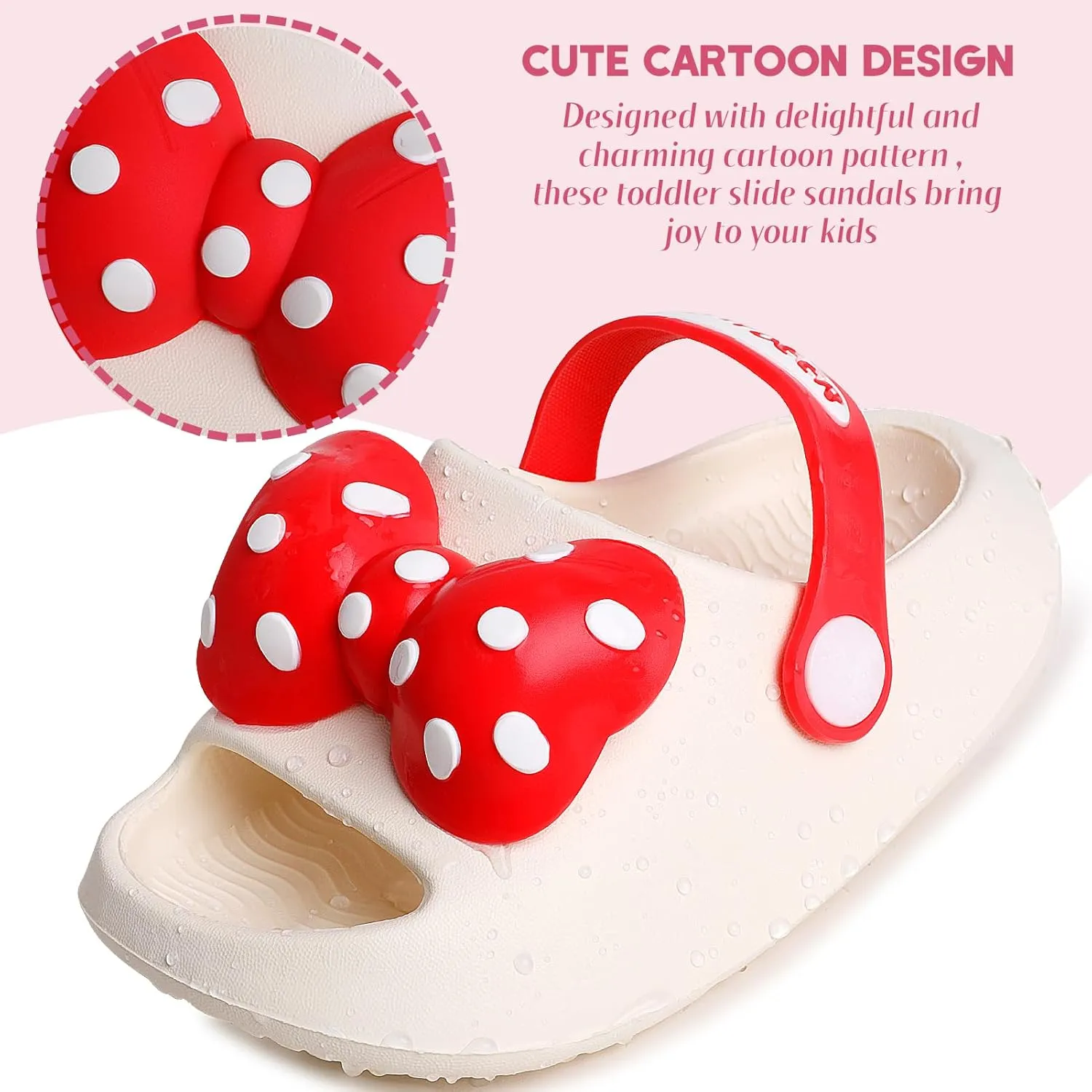 techcity Toddler Little Kids Slide Sandals Cute Summer Shower Beach Pool Slippers Thick Sole Slip On Sandals Water Shoes with Backstrap Boys Girls Clogs