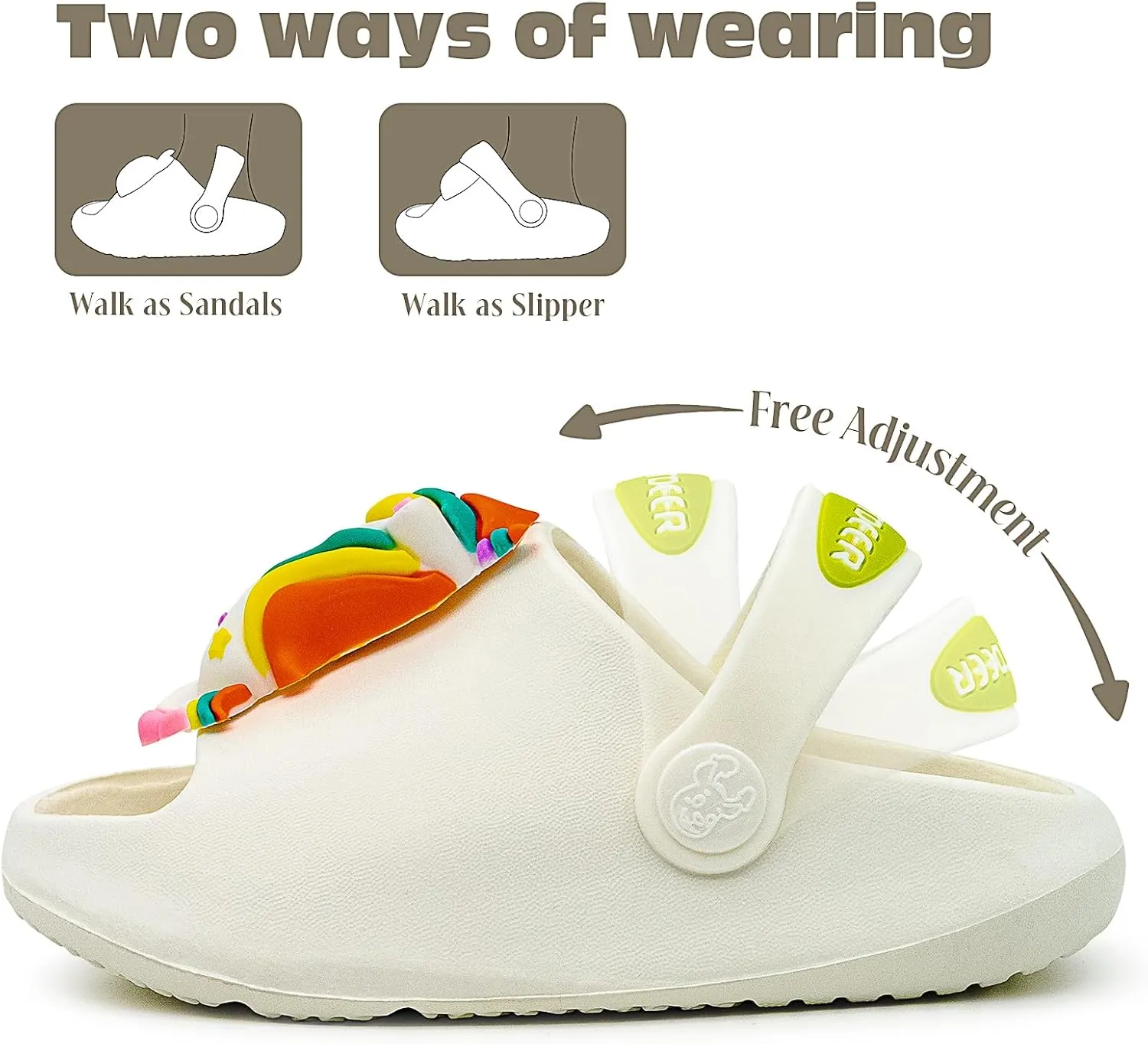 techcity Toddler Little Kids Slide Sandals Cute Summer Shower Beach Pool Slippers Thick Sole Slip On Sandals Water Shoes with Backstrap Boys Girls Clogs