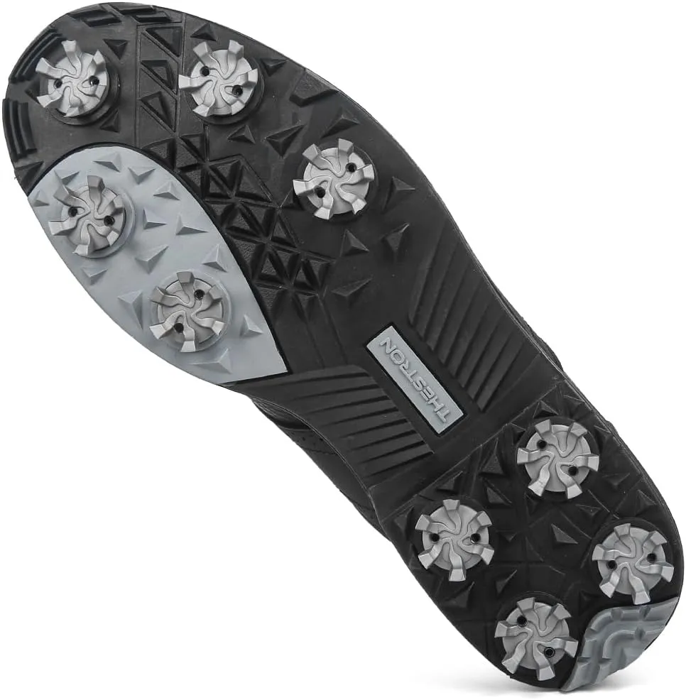 THESTRON Men Professional 9 Spikes Golf Shoes Waterproof Golf Training Sneakers Turf Walking Sneakers Male Spikes Golf Footwears Comfort Golfing Wears