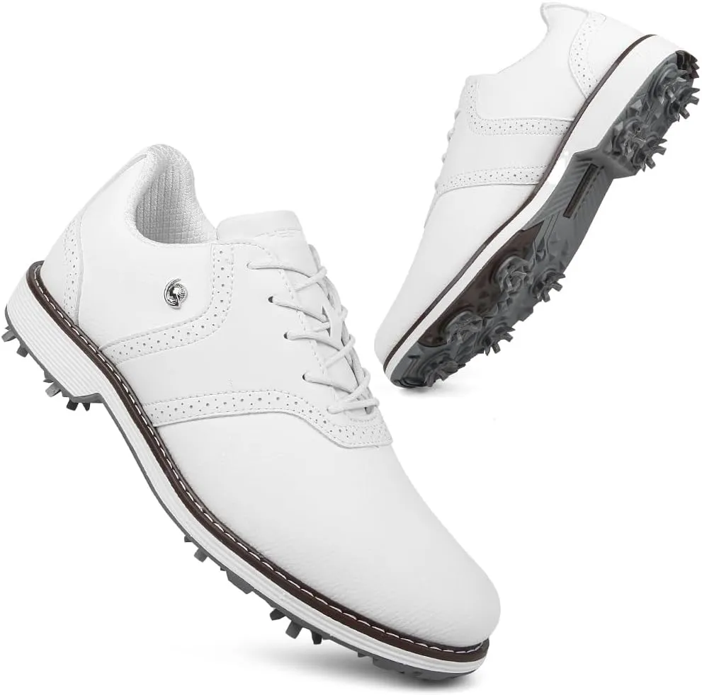THESTRON Men Professional 9 Spikes Golf Shoes Waterproof Golf Training Sneakers Turf Walking Sneakers Male Spikes Golf Footwears Comfort Golfing Wears